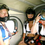 school girls in the plane