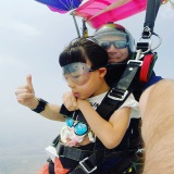 a cute girl skydiving
